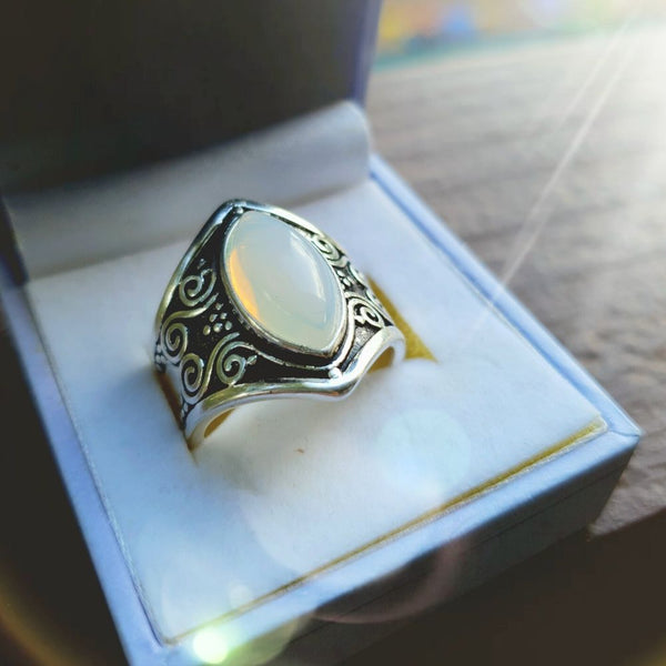 2020 Vintage Silver Stone Ring for Women Gothic Bohemian Boho Goth Jewellary