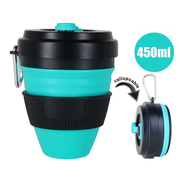 450ml Folding Silicone Cup Mugs Portable Silicone Telescopic Drinking Collapsible Silica Coffee Cup With Lids Travel by ACEBON