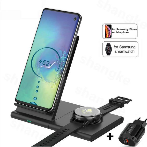 Wireless Charger for Samsung Galaxy Watch 42m/ 46mm S2 S3 S4 iPhone Xs X Galaxy S10 S9 S8 Mobile Phone Wireless Charger Pad 10W