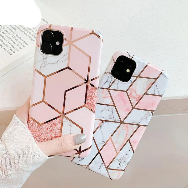 Geometric Marble Texture iPhone 11 X XR XS Max 11 Pro Max Soft Cases Cover For iPhone 6 6S 7 8 Plus