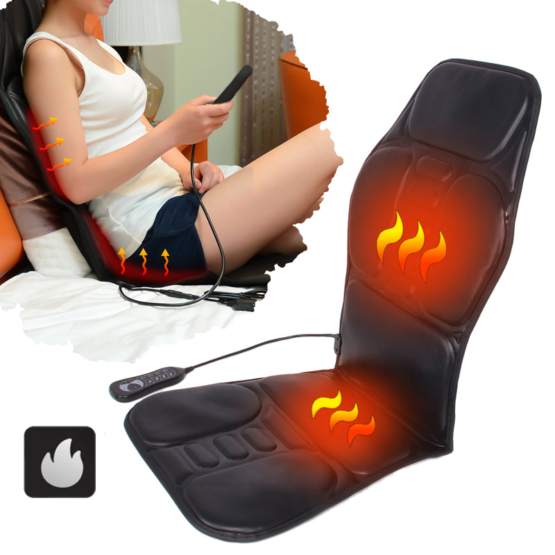 Electric Portable Heating Vibrating Back Massager Chair Car Home Office Lumbar Neck Mattress Pain Relief