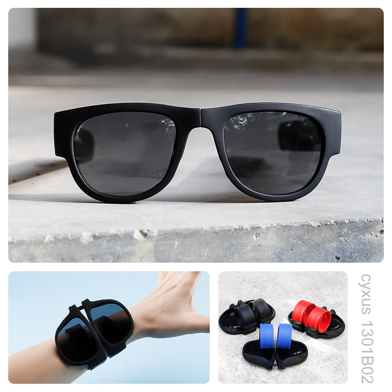 Unisex Foldable Polarized Sunglasses Clapping Bracelet With Flexible Frame Sports 