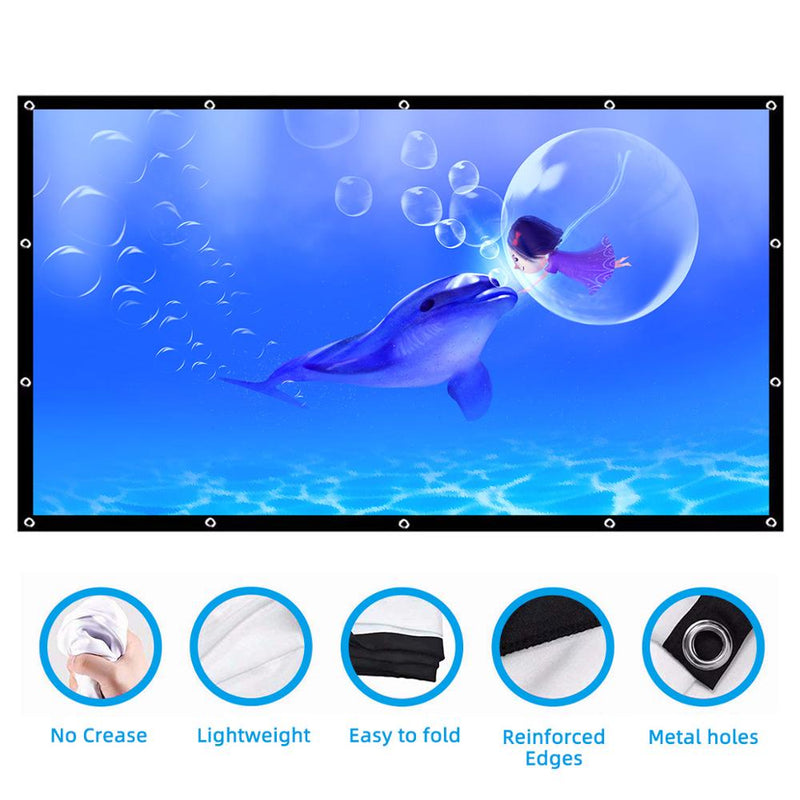 Projector Screen Portable HD Foldable Anti-crease for Home Theater Outdoor Indoor Double Sided 