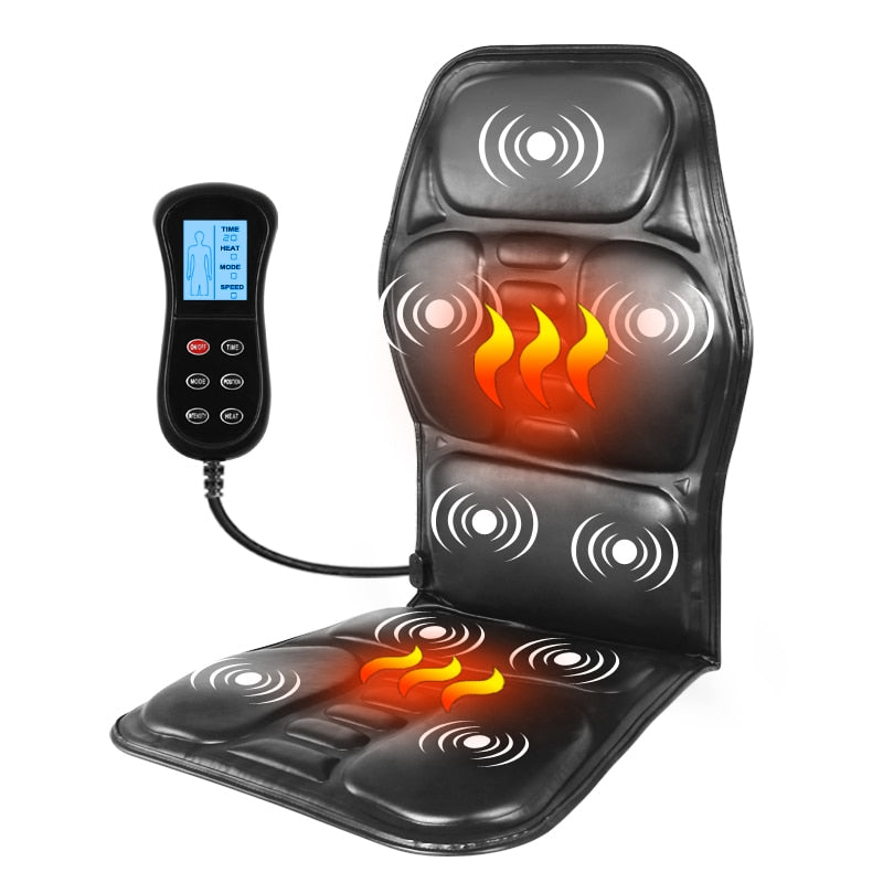 Electric Portable Heating Vibrating Back Massager Car Home Office Lumbar Pain Relief