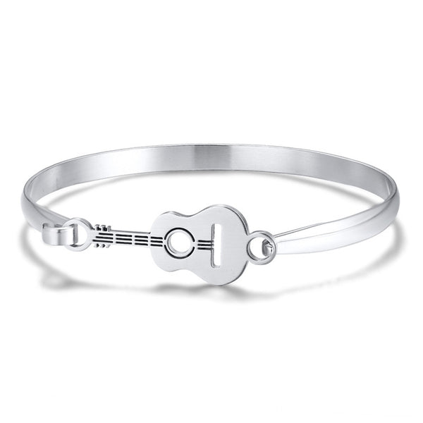 Music Bracelet Guitar Charm Stainless Steel Silver Color Fashion Jewelry New Arrival 2020