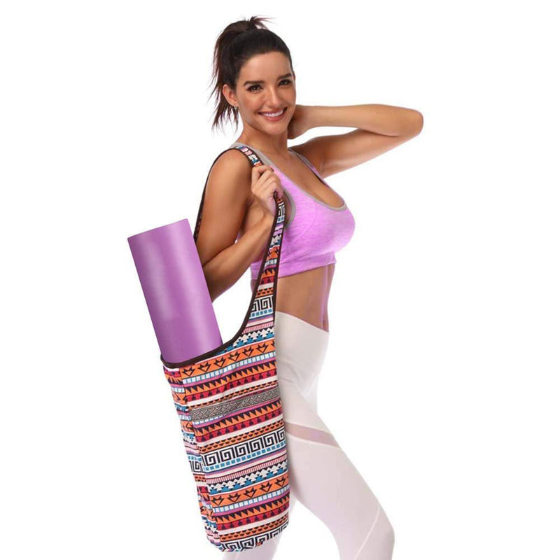 Yoga Mat Canvas Backpack With Large Size Zipper Pocket