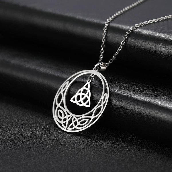 Stainless Steel Necklace Gothic Irish Knot Silvery/Golden Necklaces Pendent 