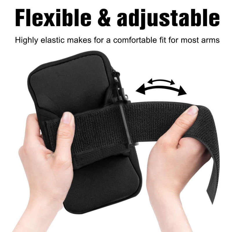 Sports Armband,Exercise Workout Running Double Pockets Universal Smartphone Waterproof Arm Bag with Earphone Hole for iPhone X 8