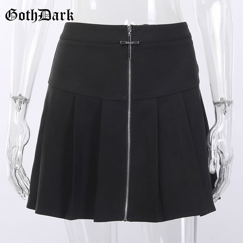 Goth Dark Gothic Vintage Punk Black Skirts For Women Pleated Skirt Emo Egirl Punk Grunge Chic