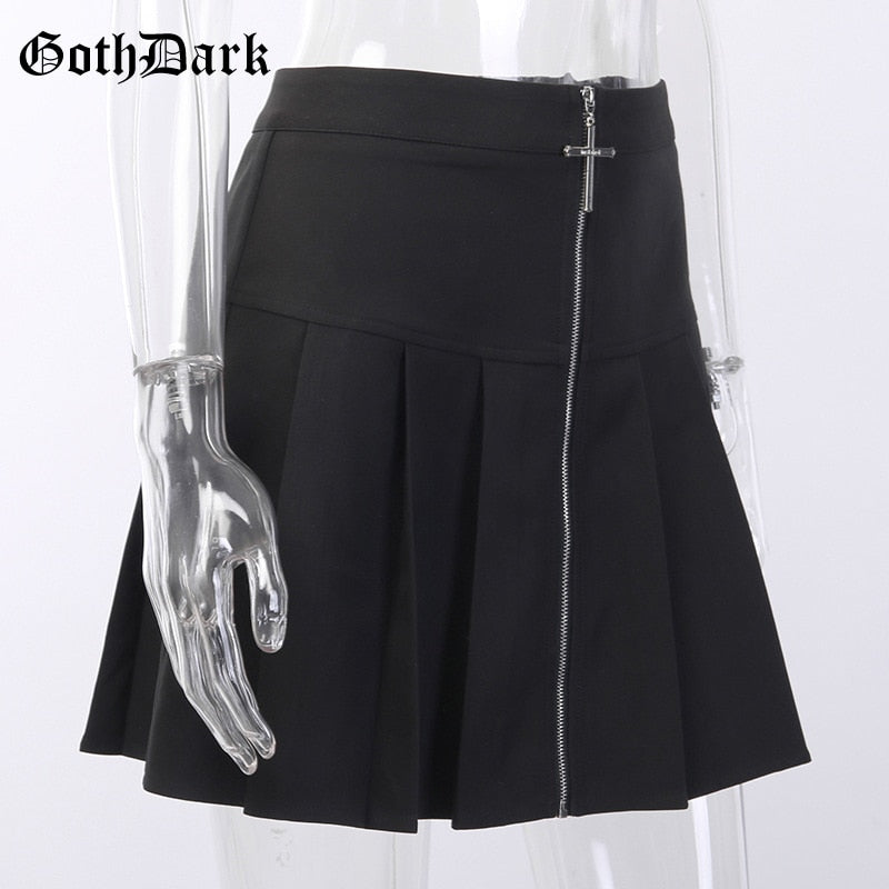 Goth Dark Gothic Vintage Punk Black Skirts For Women Pleated Skirt Emo Egirl Punk Grunge Chic
