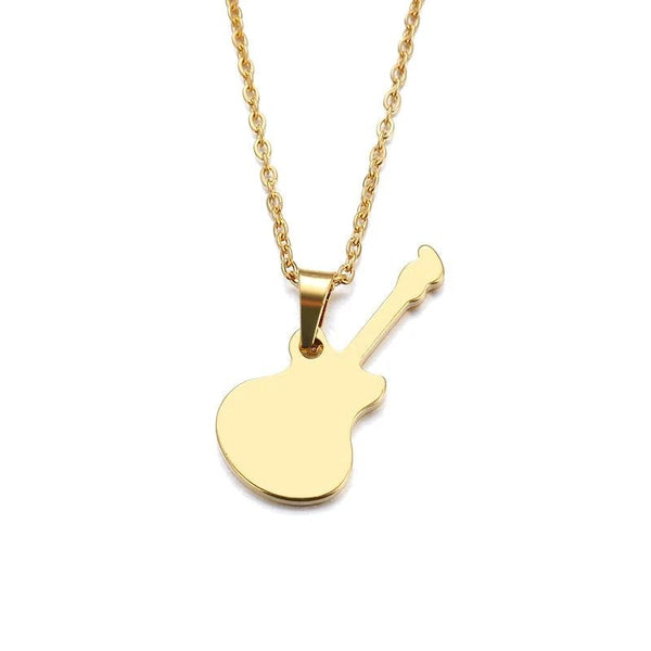 Stainless Steel Necklace Lover's Guitar Gold And Silver Color Pendant Necklace Music