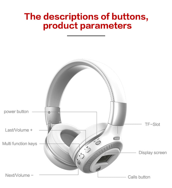  Bluetooth Earphone Headphone with fm radio Bass Stereo Headset with mic Wireless Headphones for Computer Mobile Phone