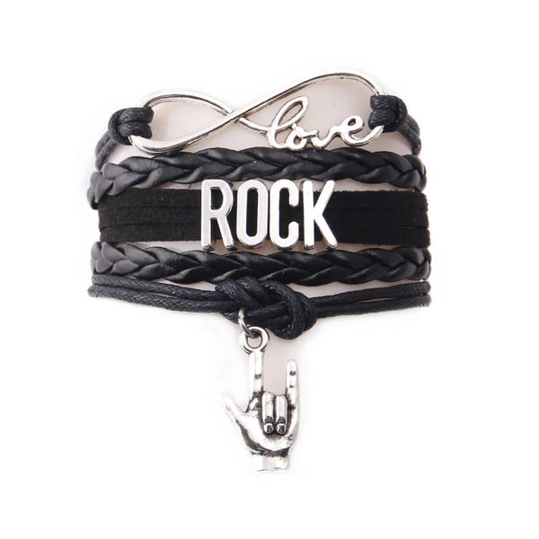 Infinity love rock Bracelet music note charm leather wrap  bracelets jewelry friend gift