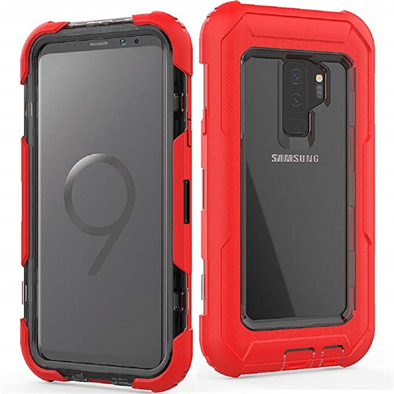 3 in 1 Phone Case For Samsung Galaxy S9 Plus Cover Hard Protective Shockproof Belt Clip Running Sport Cover For Samsung S9 Case
