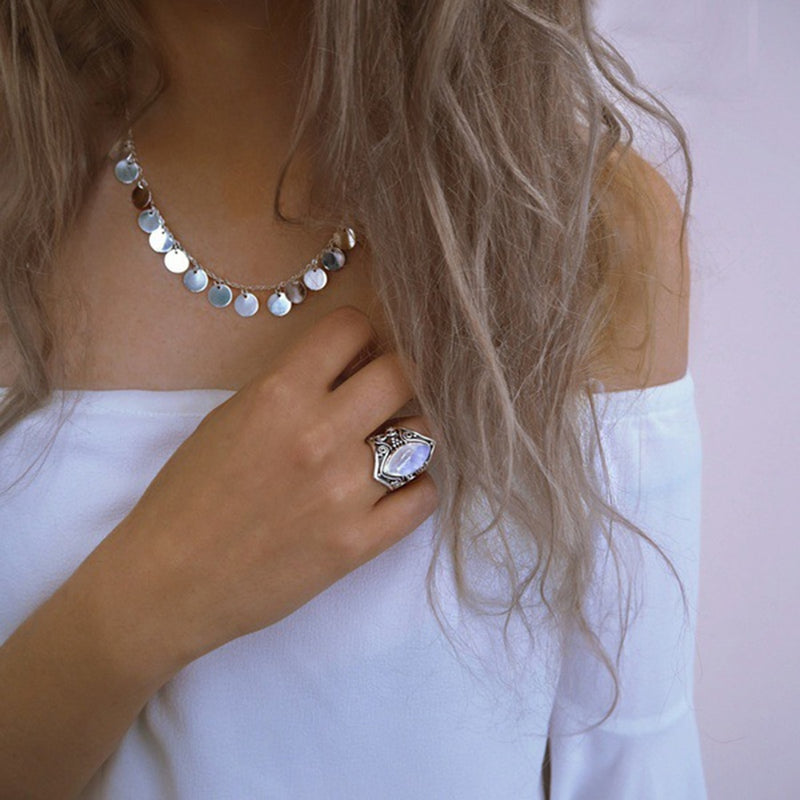 Vintage Silver Big Stone Ring for Women Fashion Bohemian Boho Jewelry 2020 New Hot!!