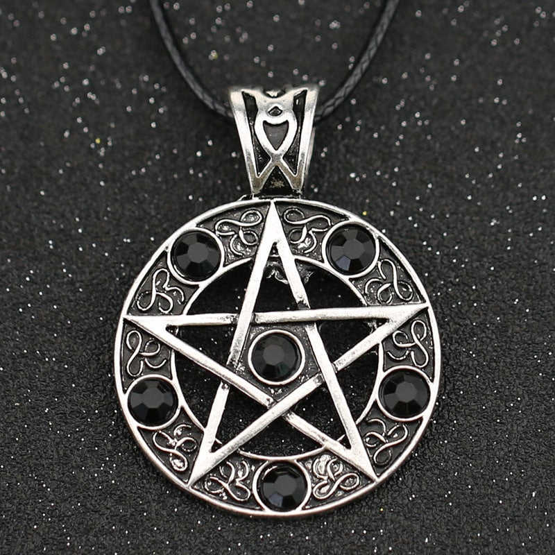 Goth Necklace Pentagram Pentacle Five-Pointed Star Wicca Pagan Pendant Vintage Goth Jewerally