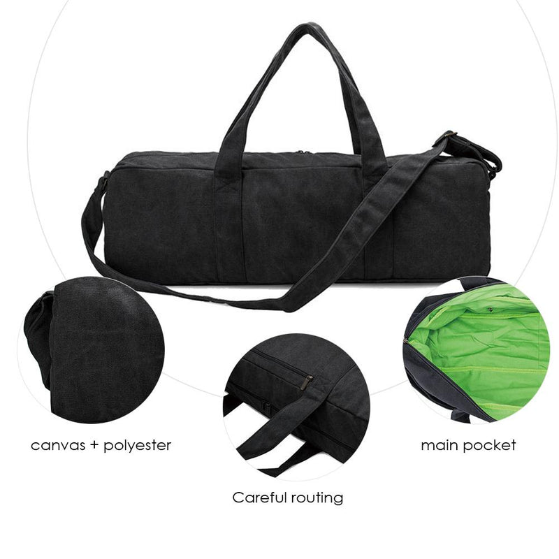 Light and Durable Thicken Yoga Mat Bag Yoga Mat Tote Canvas Sports Bag Carrier Fits Mats with Multi-Functional Storage Pockets