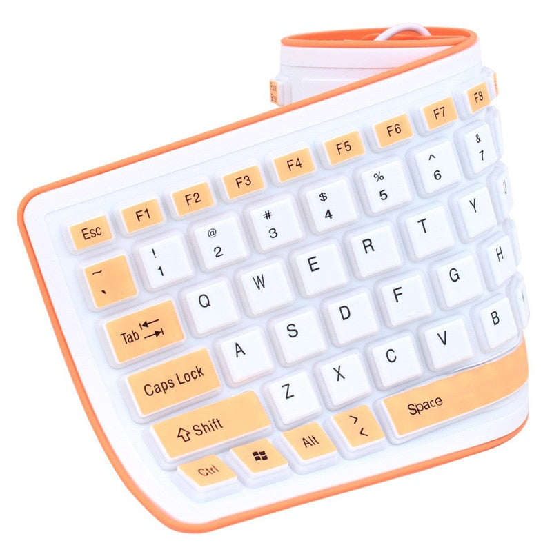 New Foldable Silicone Keyboard USB Wired Silicon Flexible Soft Waterproof Roll Up Silica Gel Keyboard for PC Laptop Notebook