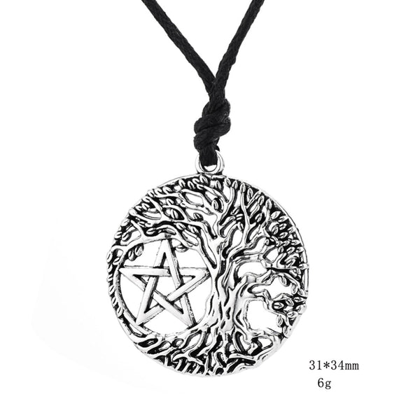 Yggdrasil Pentacle Pentagram Tree of Life Pendant Collar Wicca Pagan Vintage Accessories Goth