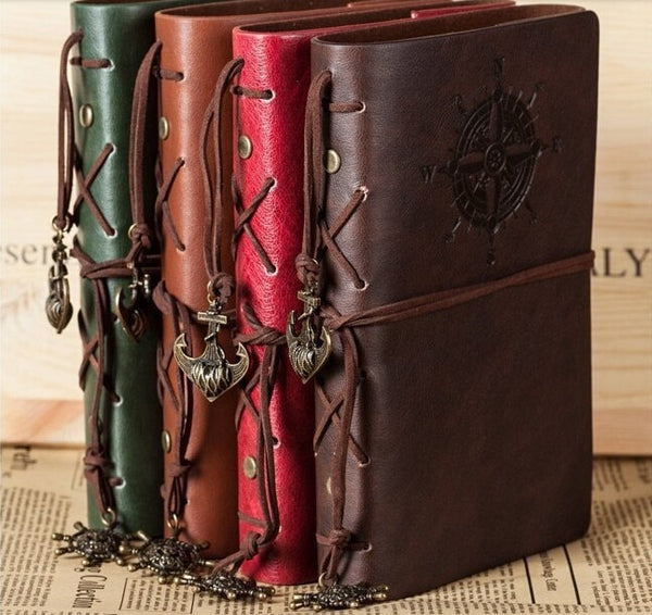 Classical Spiral Note Book Vintage Pirate Anchors PU leather Note Book Traveler Journal Goth