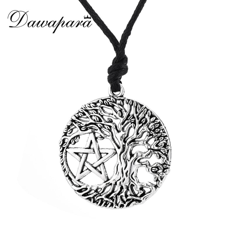 Pentacle Pentagram Tree of Life Pendant Collar Wicca Pagan Vintage Goth Jewerally
