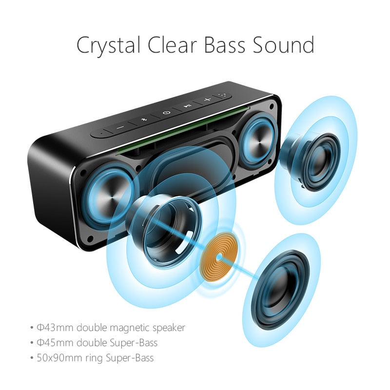  Metal Portable 30W Bluetooth Speaker With Super Bass Wireless speaker Bluetooth4.2 3D Digital Boombox Column loudspeaker