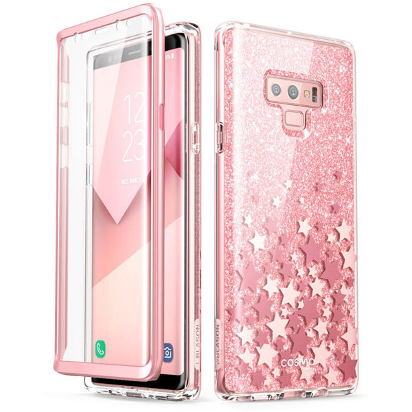 Samsung Galaxy Note 9 - Full-Body Glitter Marble Bumper Protective Cover Built-in Screen Protector