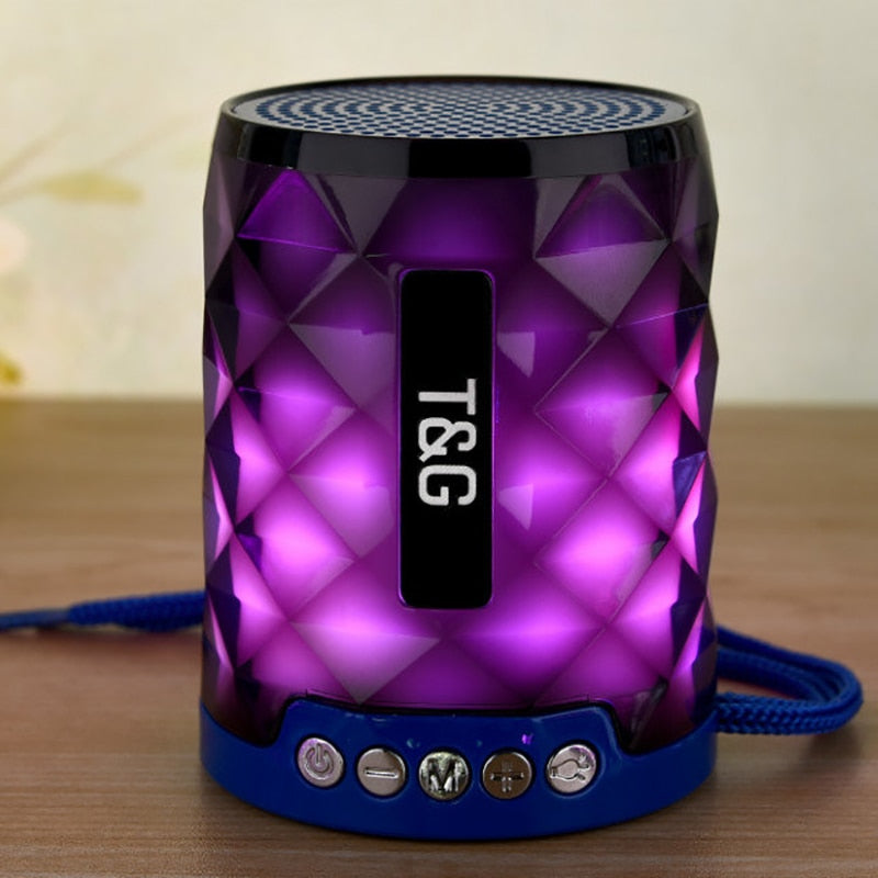 Mini Bluetooth Speaker Diamond Portable LED Light Outdoor Wireless Loudspeaker Support Handsfree Call TF Card USB Disk