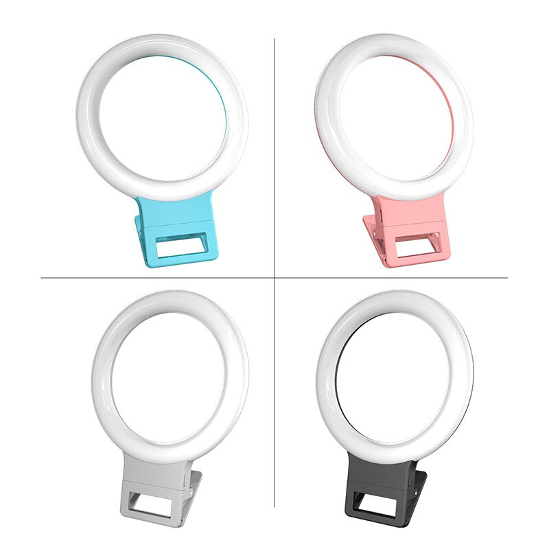 USB Charge LED Selfie Ring Light for iPhone X 8 7 Xs Phone Supplementary Lighting Night Darkness Selfie Enhancing Fill Light