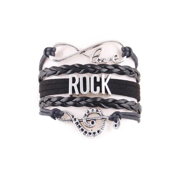 Infinity love rock Bracelet music note charm leather wrap  bracelets jewelry friend gift