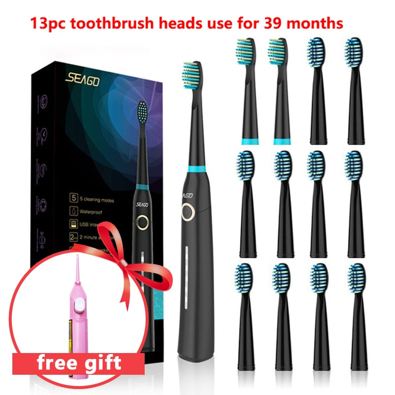 Electric Toothbrush Waterproof Ultrasonic Tooth brush USB Rechargeable