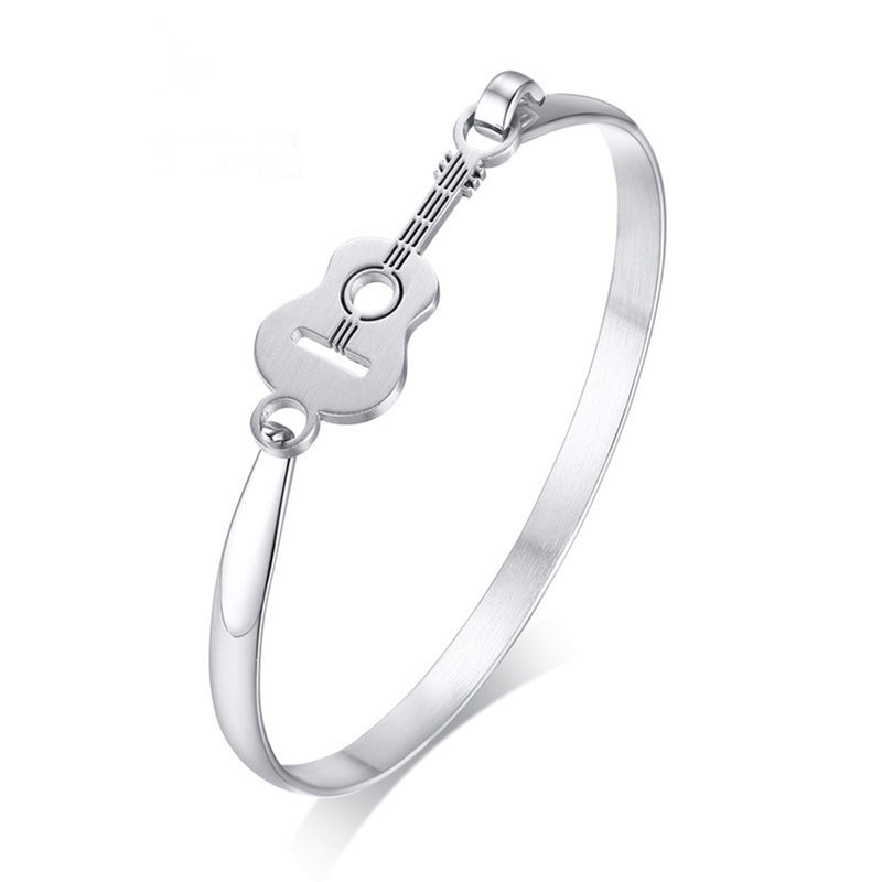 Music Bracelet Guitar Charm Stainless Steel Silver Color Fashion Jewelry New Arrival 2020