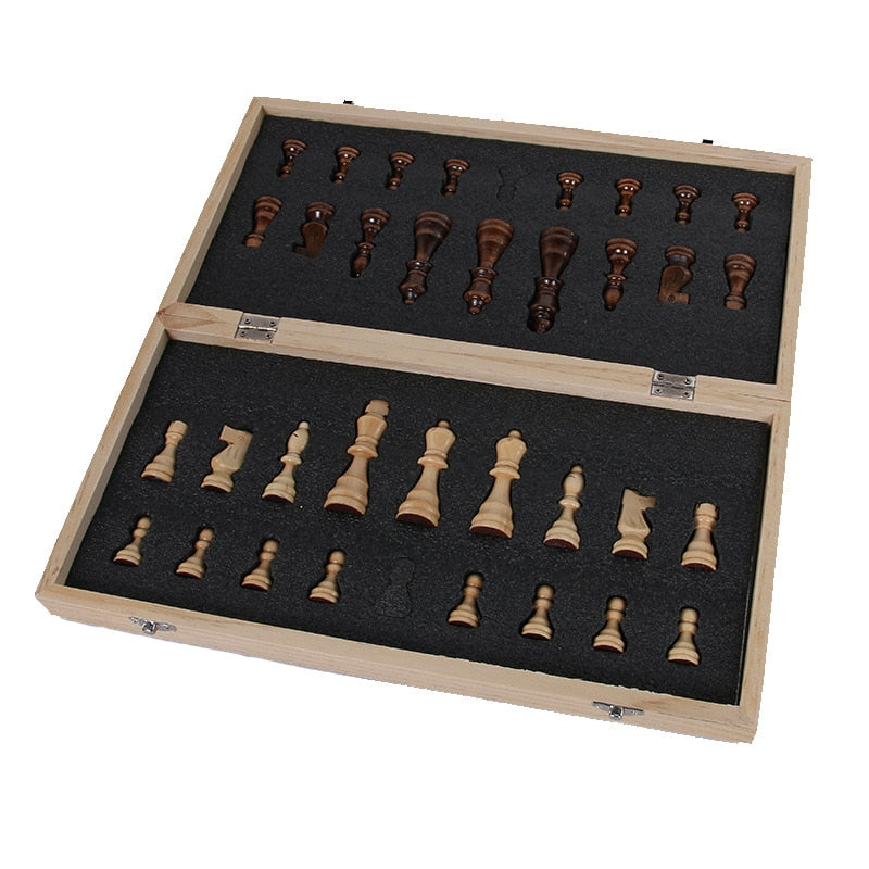 Hot High Qulity 39cm X 39cm Classic Wooden Chess Set Board Game Foldable Magnetic Folding Board Packaging Wooden Chess